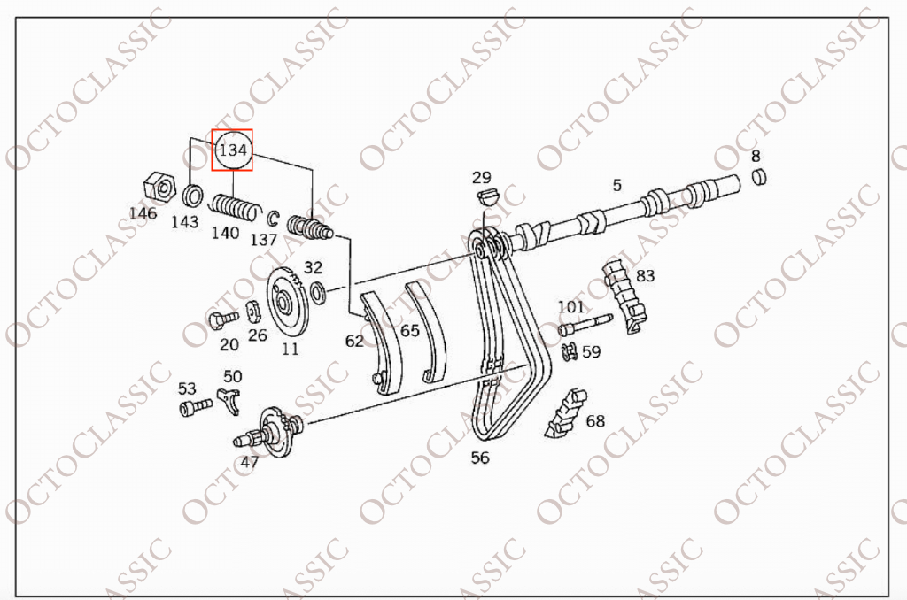 Mercedes W123 / W124 / W201 / G460 / G461 / G463 Timing Chain Tensioner A1020500111 / A1020500411 / A1020501011 Mercedes W123 / W124 / W201 / G460 / G461 / G463 Timing Chain Tensioner A1020500111 / A1020500411 / A1020501011