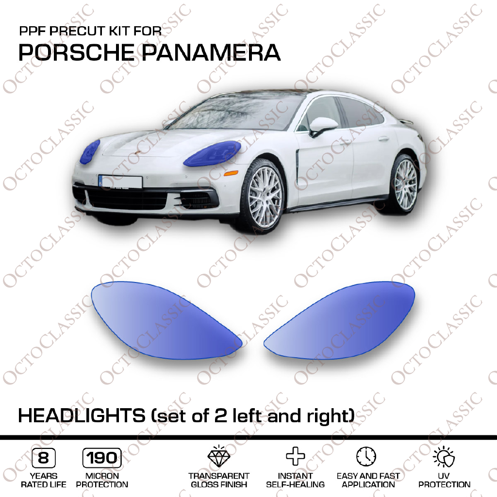 Porsche Panamera Headlights – PPF Paint Protection Film Precut – Set Of 2 Left And Right