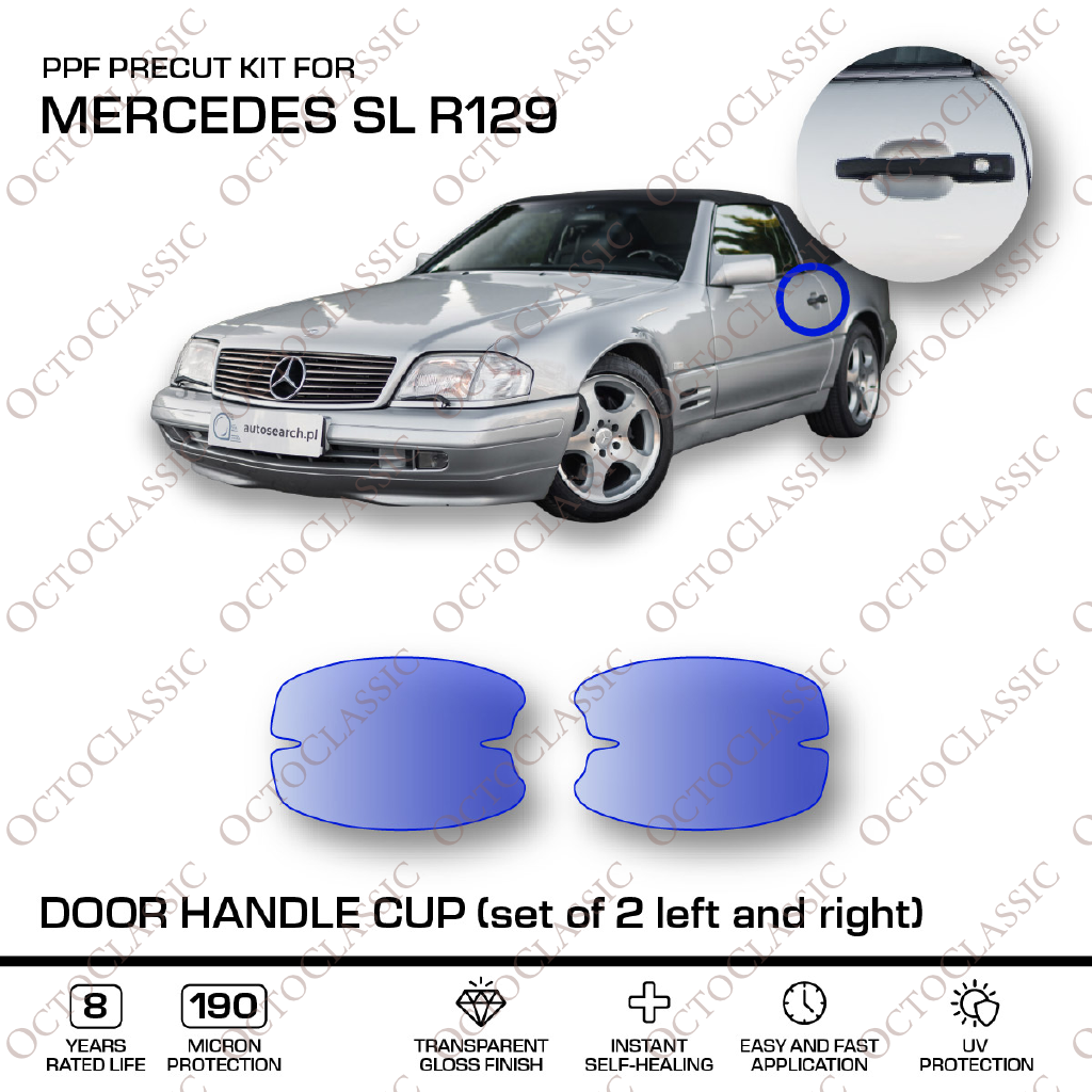 Mercedes R129 SL – PPF Paint Protection Film Precut – Door handle cup