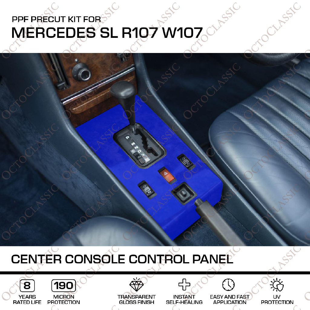 Mercedes SL R107 W107 Center Console Control Panel – PPF Paint Protection Film Precut / A1076801008