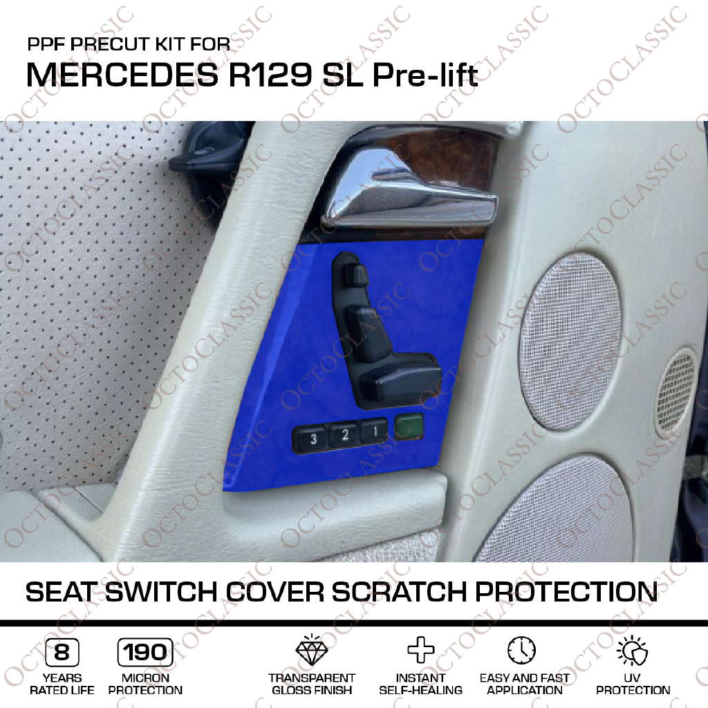 Mercedes R129 SL Pre-lift – PPF Paint Protection Film Precut – Seat Switch Cover Scratch Protection