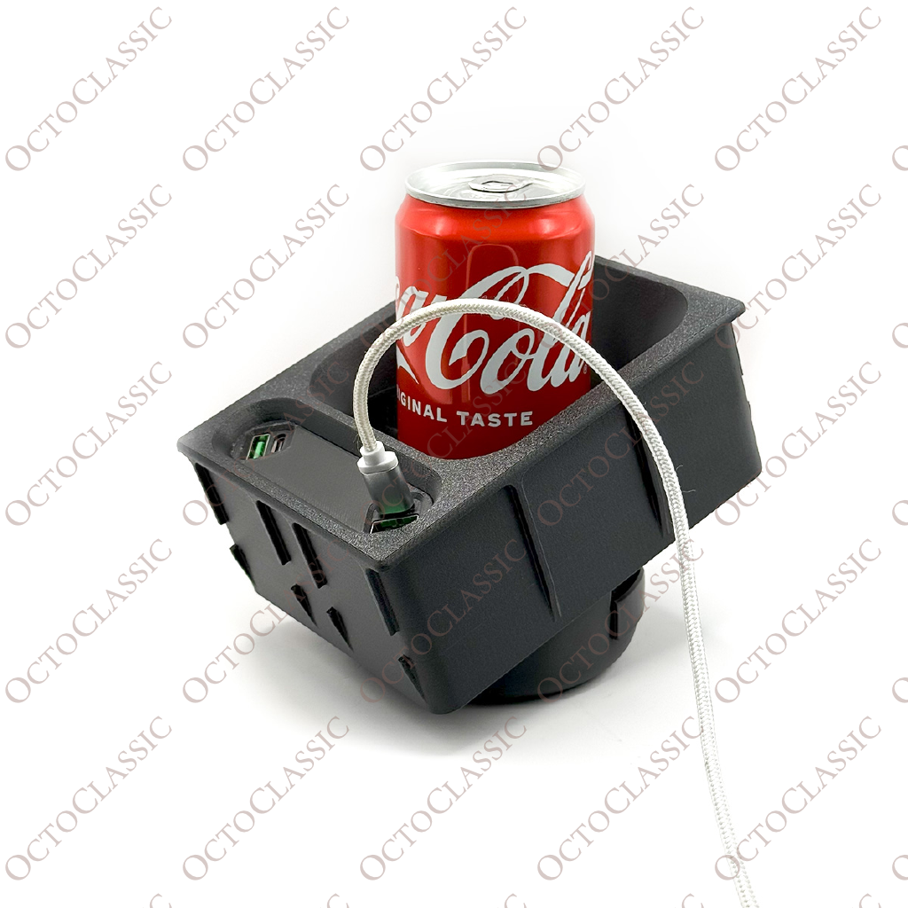 Mercedes R129 SL Custom Cup Holder With USB Phone Charger – Replacement For Center Console Storage Box