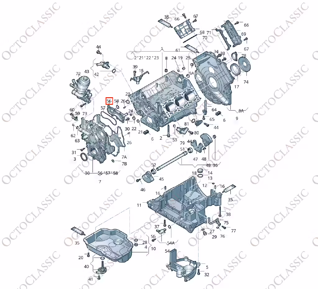 Audi / Volkswagen / Skoda / Seat Przednia pokrywa silnika z uszczelką pokrywy 059103525F