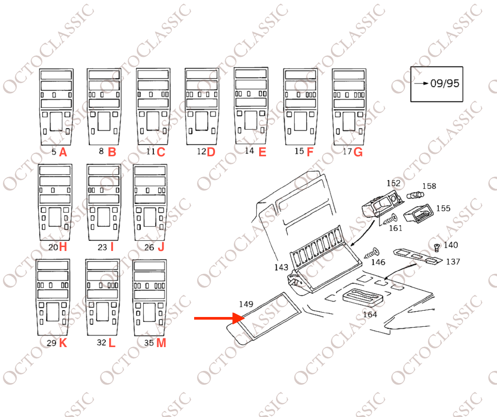 Mercedes R129 Center Console 13 Versions A1296801739 – PPF Paint Protection Film Precut – Anti-scratch Cover Mercedes R129 Center Console 13 Versions A1296801739 – PPF Paint Protection Film Precut – Anti-scratch Cover