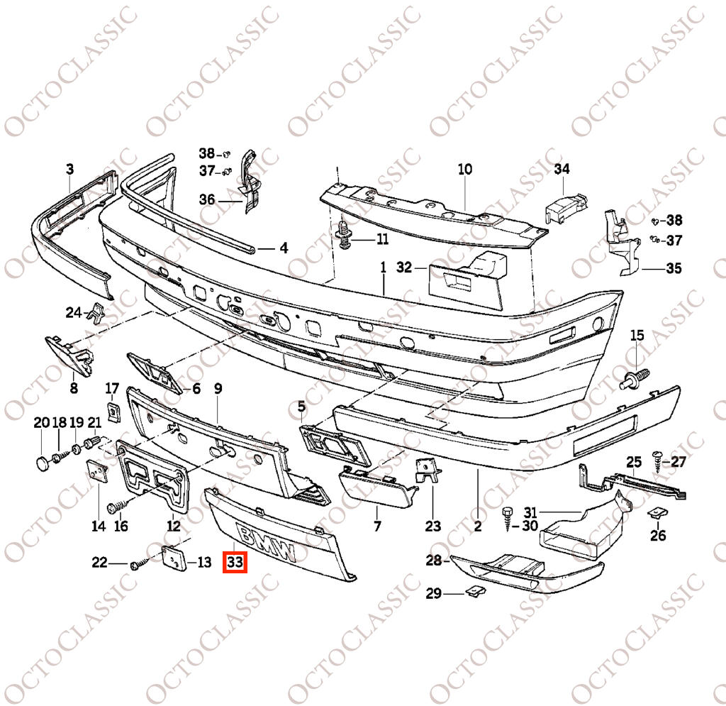 BMW E34 USA Front Bumper License Plate Delete Trim Black Or Primed 51111978089 BMW E34 USA Front Bumper License Plate Delete Trim Black Or Primed 51111978089