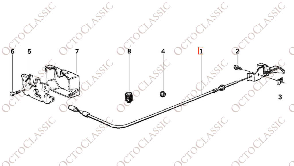 BMW E30 Hood Release Cable 51231884281 / 1884281 / 51231911960 / 1911960 BMW E30 Hood Release Cable 51231884281 / 1884281 / 51231911960 / 1911960