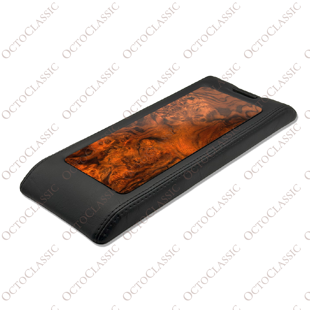 Mercedes R129 SL Center Armrest Console With Leather Frame Wood Light / Dark Walnut