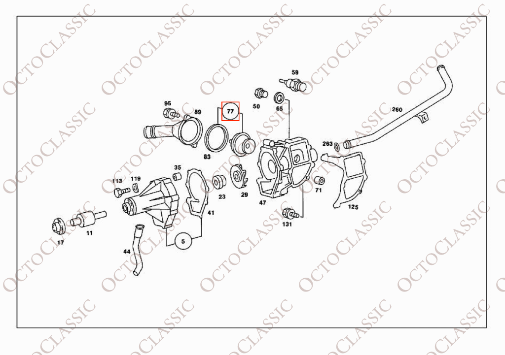 Mercedes W124 / W202 / W210 / W460 / W461 / W463 Thermostat A6012000015 / A6062030275 / A6062030575 Mercedes W124 / W202 / W210 / W460 / W461 / W463 Thermostat A6012000015 / A6062030275 / A6062030575