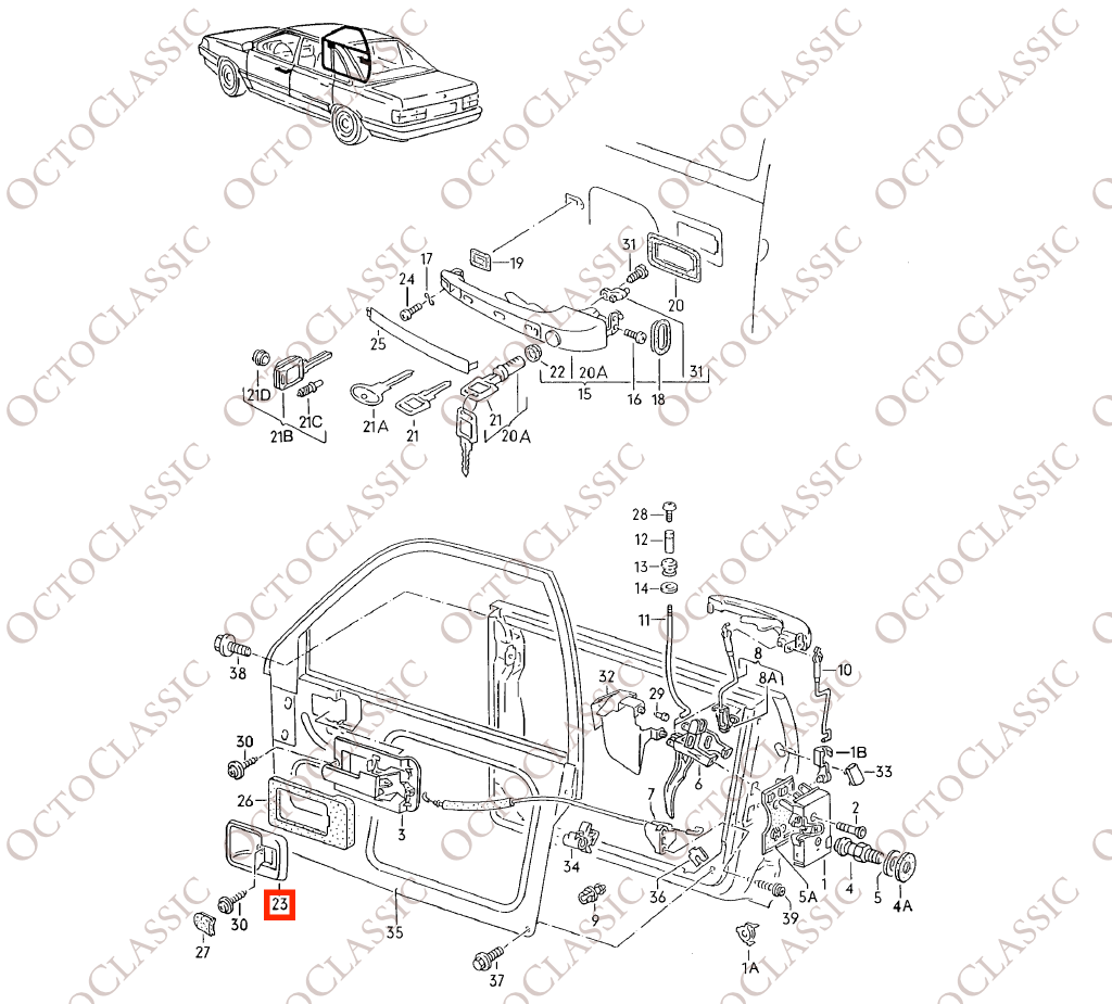 Audi 80 / 90 typ 81/85 / 100 / 200 / 5000 / UrQuattro Inner Door Handle Housing All Colors 443837235A Audi 80 / 90 typ 81/85 / 100 / 200 / 5000 / UrQuattro Inner Door Handle Housing All Colors 443837235A