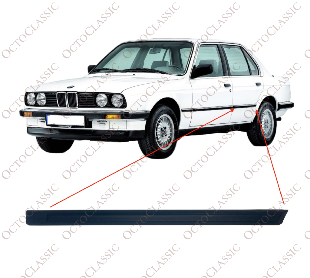 BMW E30 Rear Door Trim Moulding Left Black 51131952895