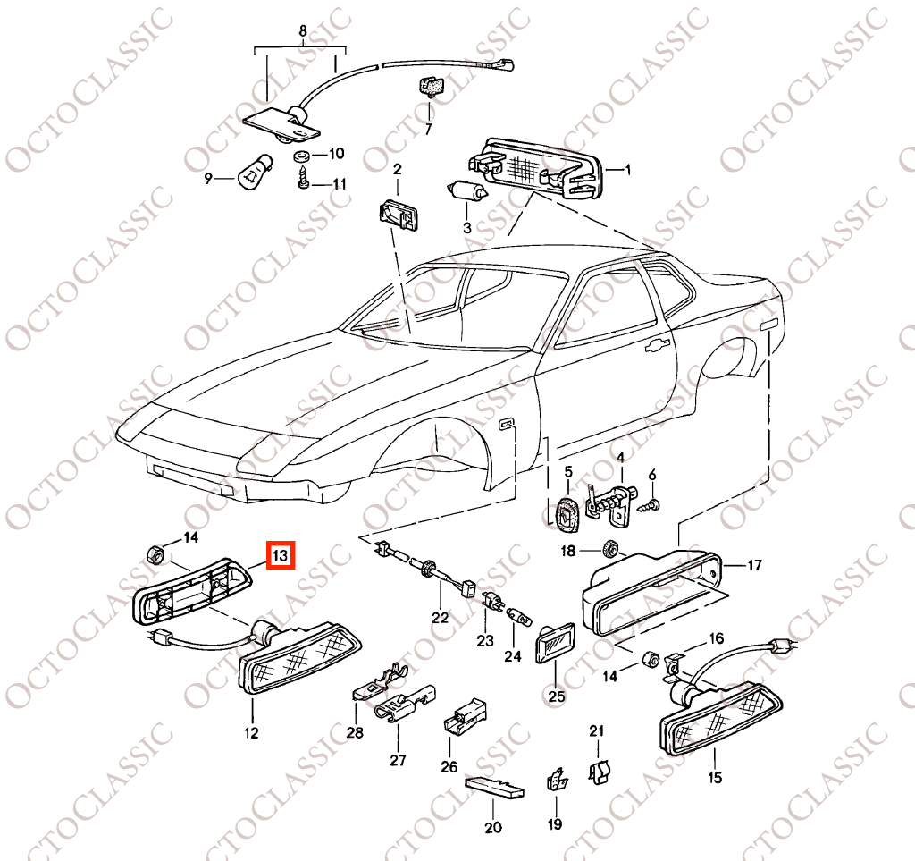 Porsche 944 Front Bumper Side Marker Light Bracket Left Or Right Black 94463141301 / 94463141401 Porsche 944 Front Bumper Side Marker Light Bracket Left Or Right Black 94463141301 / 94463141401
