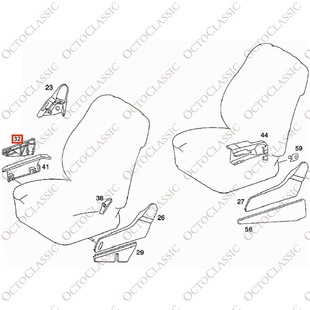 Mercedes W124 Passenger Seat Lower Side Trim All Colors A1249191020 Mercedes W124 Passenger Seat Lower Side Trim All Colors A1249191020