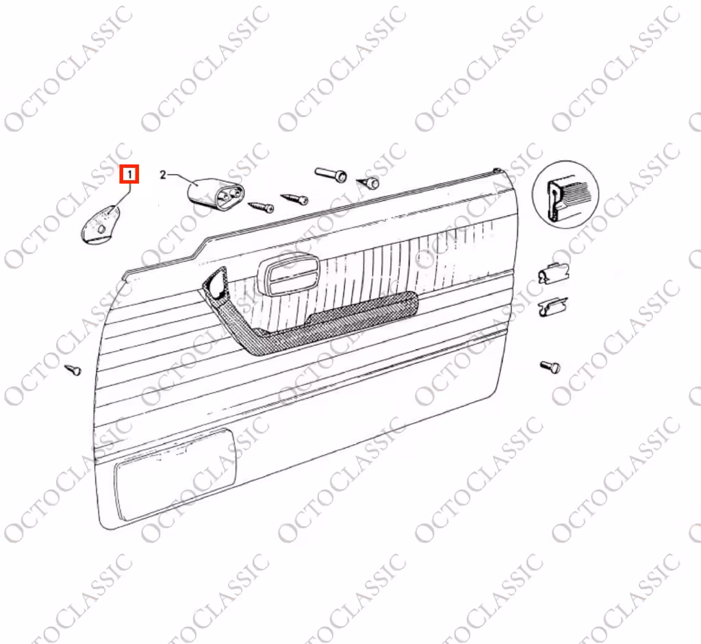 Wspornik podłokietnika panelu drzwi BMW E9, lewy lub prawy, chromowany 51411821365 / 51411821366