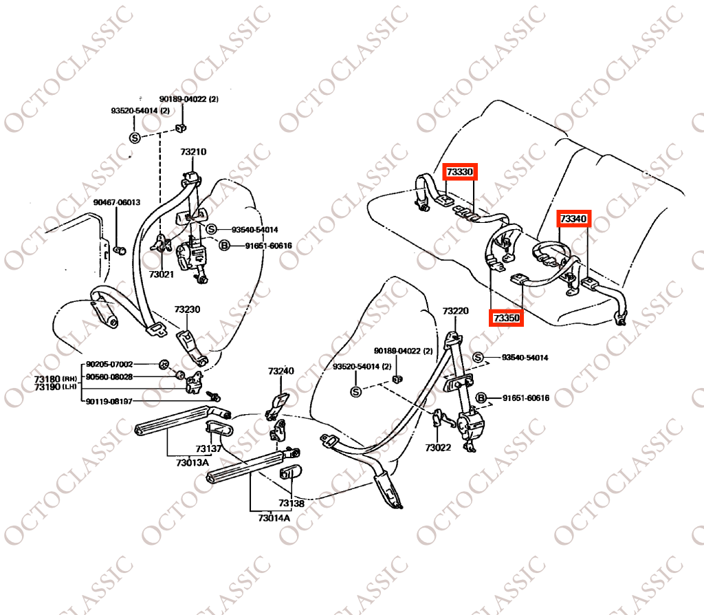 Toyota Supra A70 Rear Seat Belt Buckle All Colors 73330-14190 Toyota Supra A70 Rear Seat Belt Buckle All Colors 73330-14190