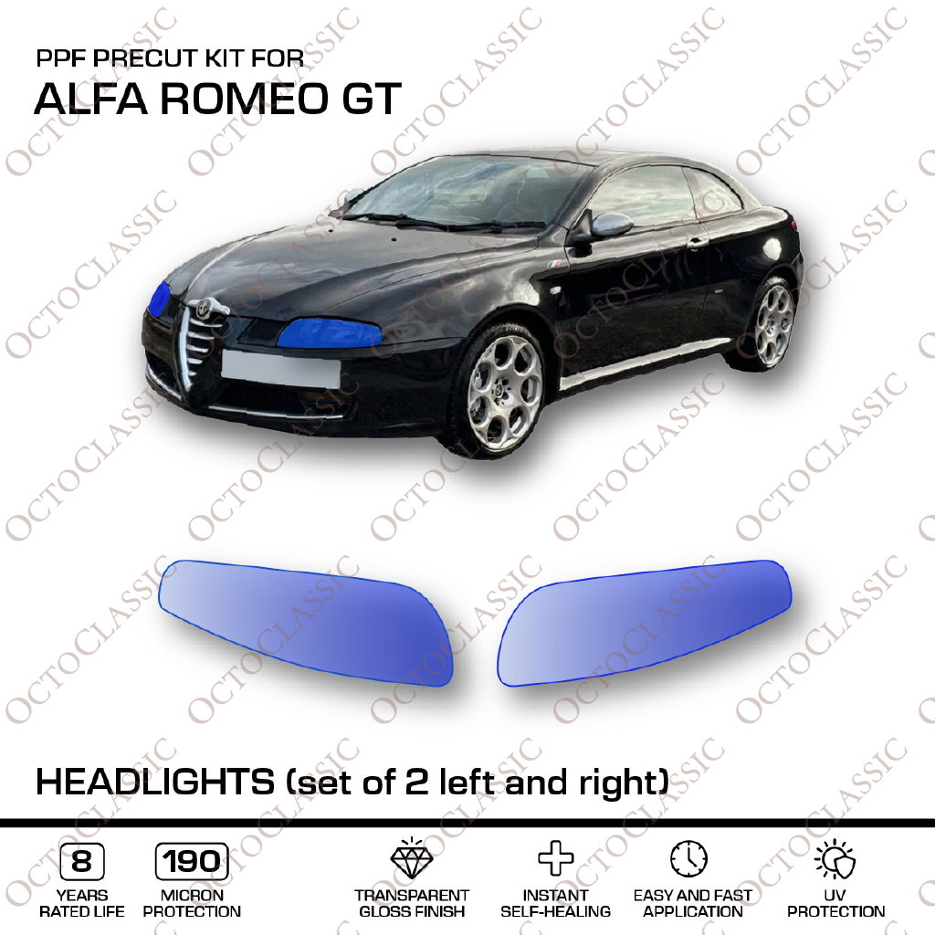 Alfa Romeo GT Headlights – PPF Paint Protection Film Precut – Set Of 2 Left And Right