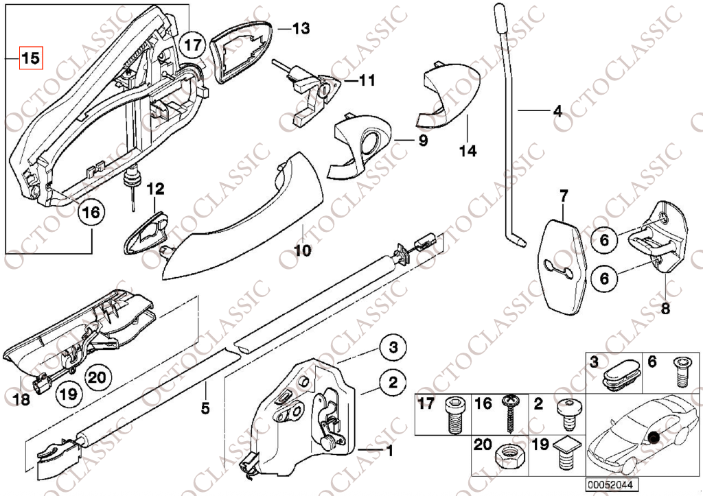 BMW X5 E53 Door Handle Carrier Rear Left Or Right 51218243635 / 51218243636 BMW X5 E53 Door Handle Carrier Rear Left Or Right 51218243635 / 51218243636