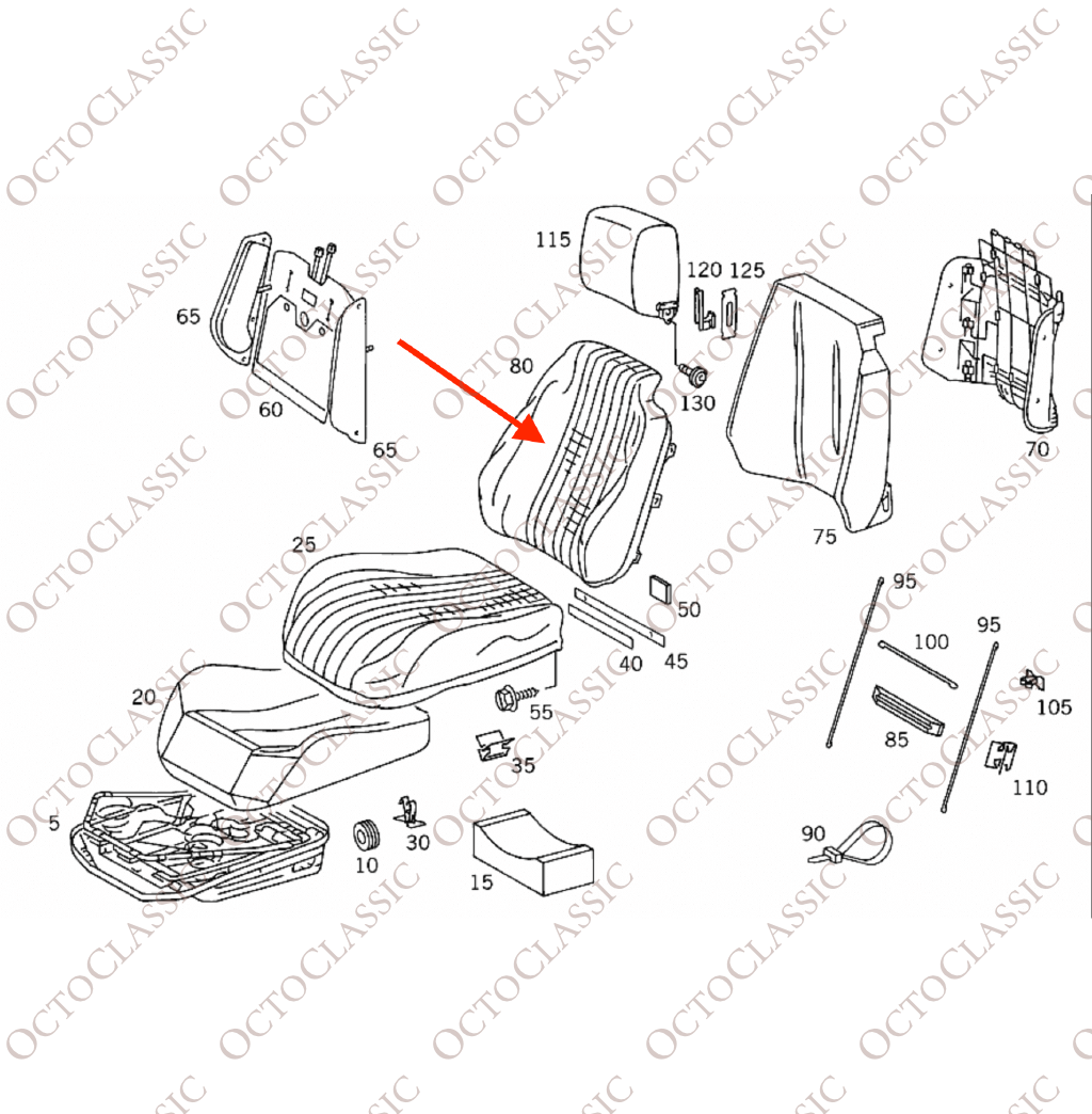 Mercedes SL R129 Prelift Leather Front Seat Backrest Cover Left Or Right All Colors A1299103647 / A1299103747 Mercedes SL R129 Prelift Leather Front Seat Backrest Cover Left Or Right All Colors A1299103647 / A1299103747
