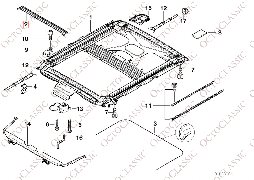 BMW E39 / E53 Sunroof Rain Gutter 54128203811 BMW E39 / E53 Sunroof Rain Gutter 54128203811