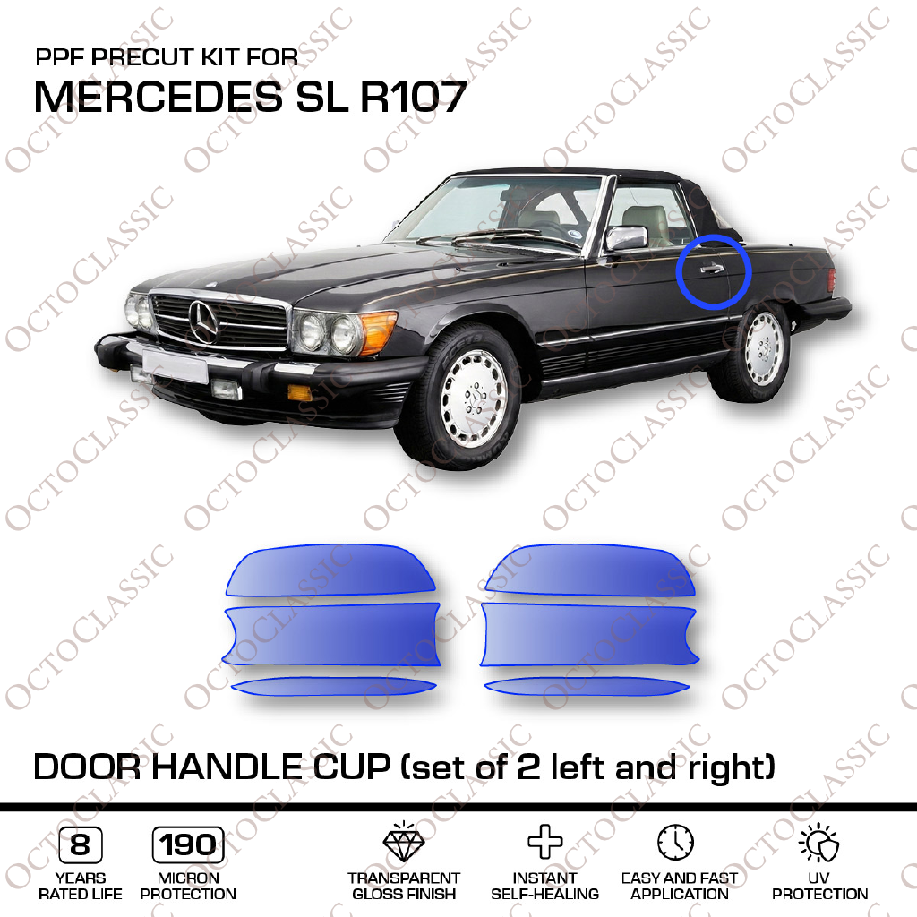 Mercedes SL R107 Door handle cup – PPF Paint Protection Film Precut – Anti-scratch Foil