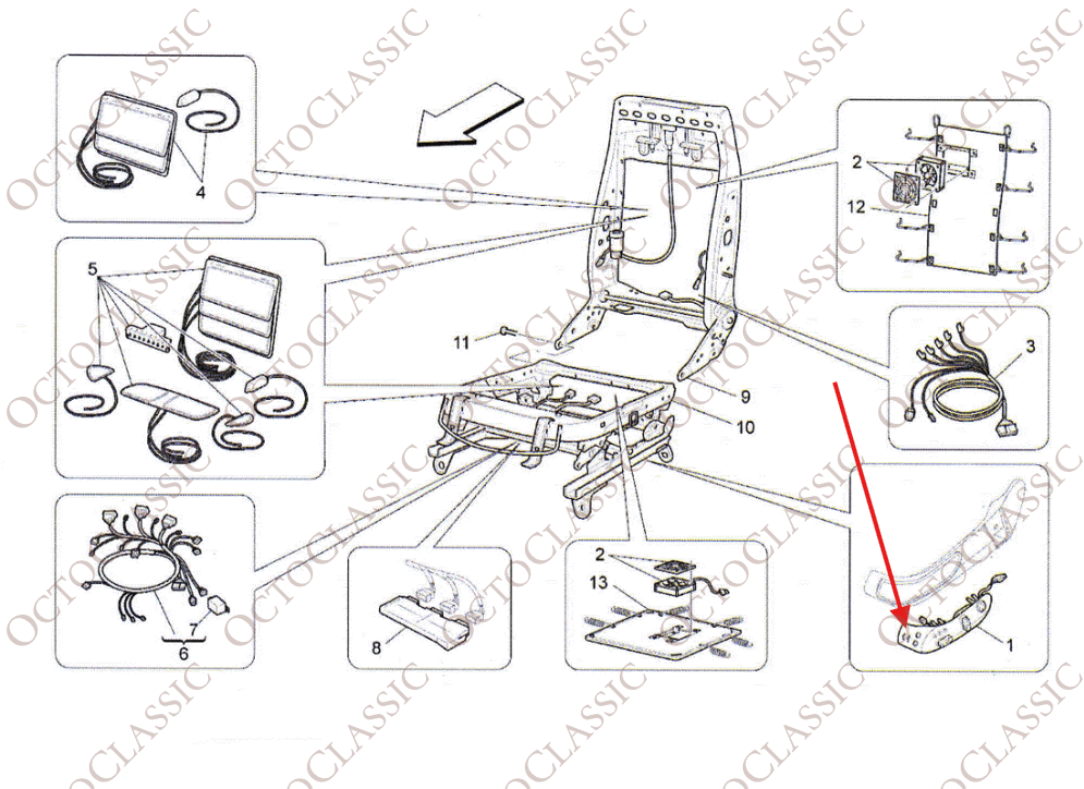 Maserati Quattroporte M139 Commande de siège avant gauche ou droite AMD184090 / AMD184084 Maserati Quattroporte M139 Commande de siège avant gauche ou droite AMD184090 / AMD184084