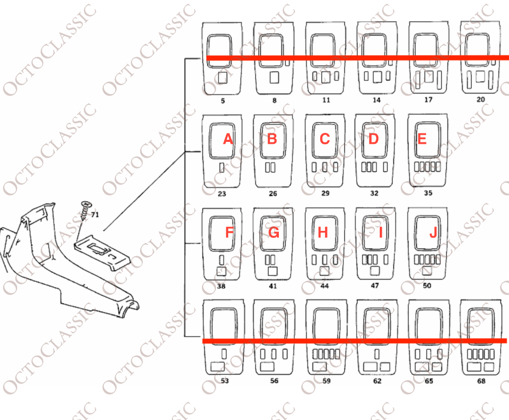 Mercedes SL W107 Center Console Manual Shifter Trim (Many Versions) A1076801008 – 3M PRO Transparent PPF Paint Protection Film Precut Mercedes SL W107 Center Console Manual Shifter Trim (Many Versions) A1076801008 – 3M PRO Transparent PPF Paint Protection Film Precut