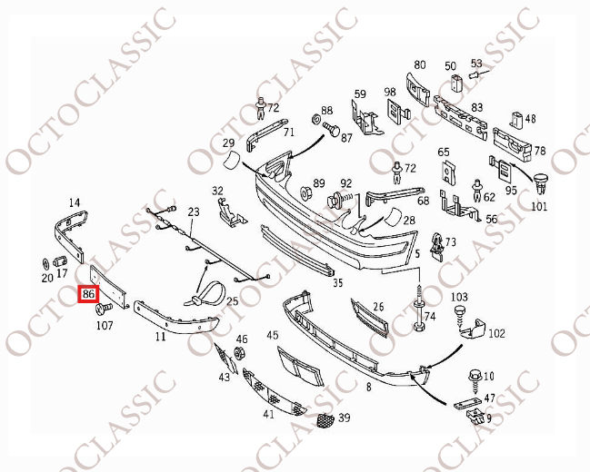 Mercedes W208 Front License Plate Holder Primed Or Exterior Color A2088850081 Mercedes W208 Front License Plate Holder Primed Or Exterior Color A2088850081
