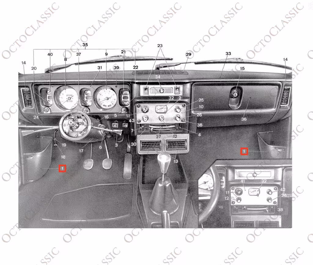 Lancia Beta Coupe / HPE Bolsillo Pilar A Inferior Izquierdo o Derecho Negro