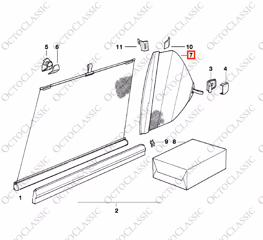 BMW E32 Seite kleine Fenster Sonnenblende Gehäuse Körper links oder rechts schwarz 51161964323 / 51161964324