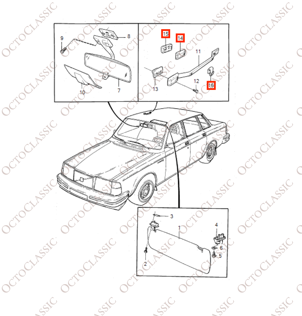 Volvo 240 Copertura maniglia tetto / rondella / gancio Set tutti i colori 1207712 + 1204598 Volvo 240 Copertura maniglia tetto / rondella / gancio Set tutti i colori 1207712 + 1204598