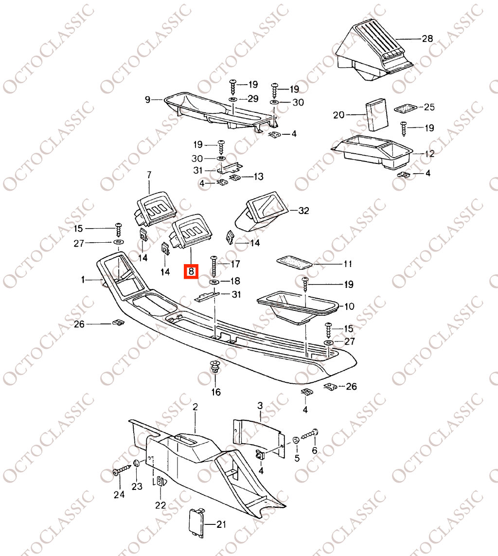 Porsche 911 964 / 993 Console Centrale Panneau de Boutons de Commutation Noir 99363227100 Porsche 911 964 / 993 Console Centrale Panneau de Boutons de Commutation Noir 99363227100