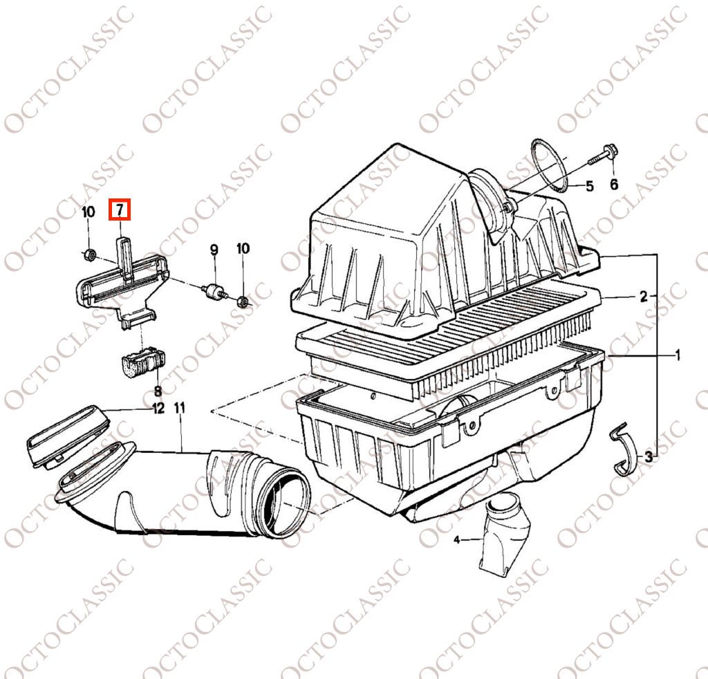 BMW E32 V12 M70 Staffa di montaggio air box motore nero 13711289892 BMW E32 V12 M70 Staffa di montaggio air box motore nero 13711289892
