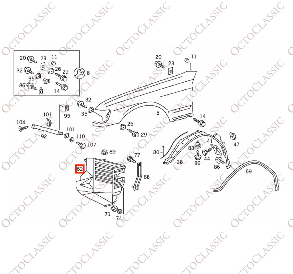 Osłona chłodnicy oleju błotnika Mercedes W126 lewa lub prawa czarna A1268840735 / A1268840835 Osłona chłodnicy oleju błotnika Mercedes W126 lewa lub prawa czarna A1268840735 / A1268840835