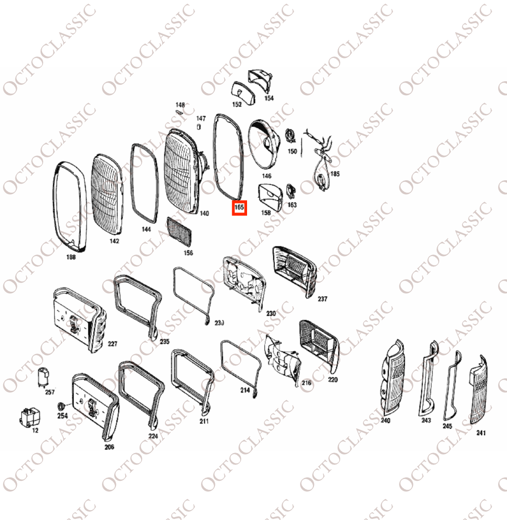 Mercedes W114 / W115 Guarnizione faro in gomma sinistra o destra A0008265880 / A0008265980 Mercedes W114 / W115 Guarnizione faro in gomma sinistra o destra A0008265880 / A0008265980