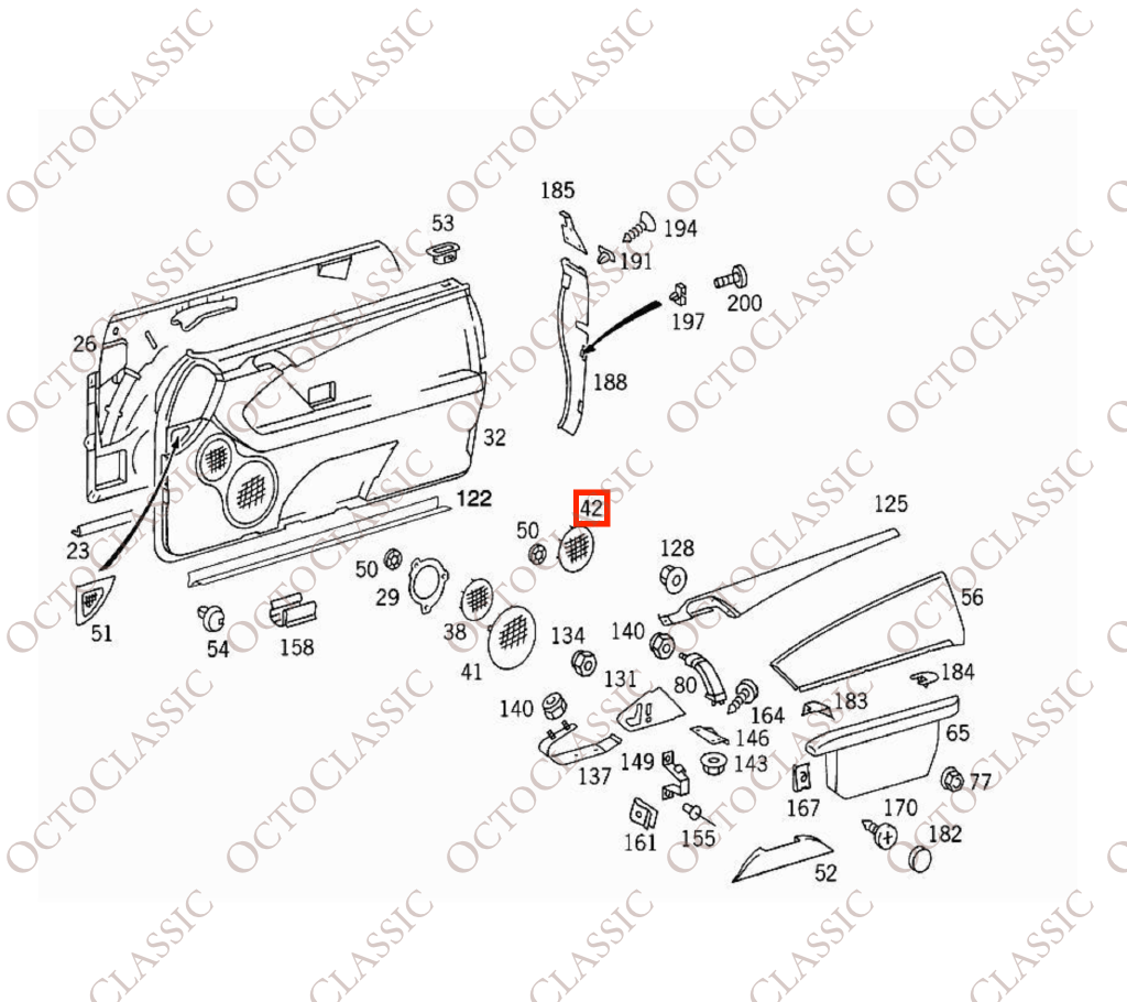 Mercedes C140 CL – Abdeckung für den hinteren Lautsprecher in der vorderen Türverkleidung (links oder rechts), alle Farben – A1407271588 / A1407271688 Mercedes C140 CL – Abdeckung für den hinteren Lautsprecher in der vorderen Türverkleidung (links oder rechts), alle Farben – A1407271588 / A1407271688