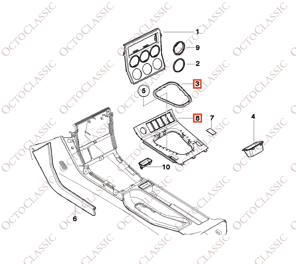 BMW Z3 M: embellecedor de la palanca de cambios de la consola central de fibra de carbono, para volante a la izquierda o a la derecha, 51162491395 + 51162491402 BMW Z3 M: embellecedor de la palanca de cambios de la consola central de fibra de carbono, para volante a la izquierda o a la derecha, 51162491395 + 51162491402