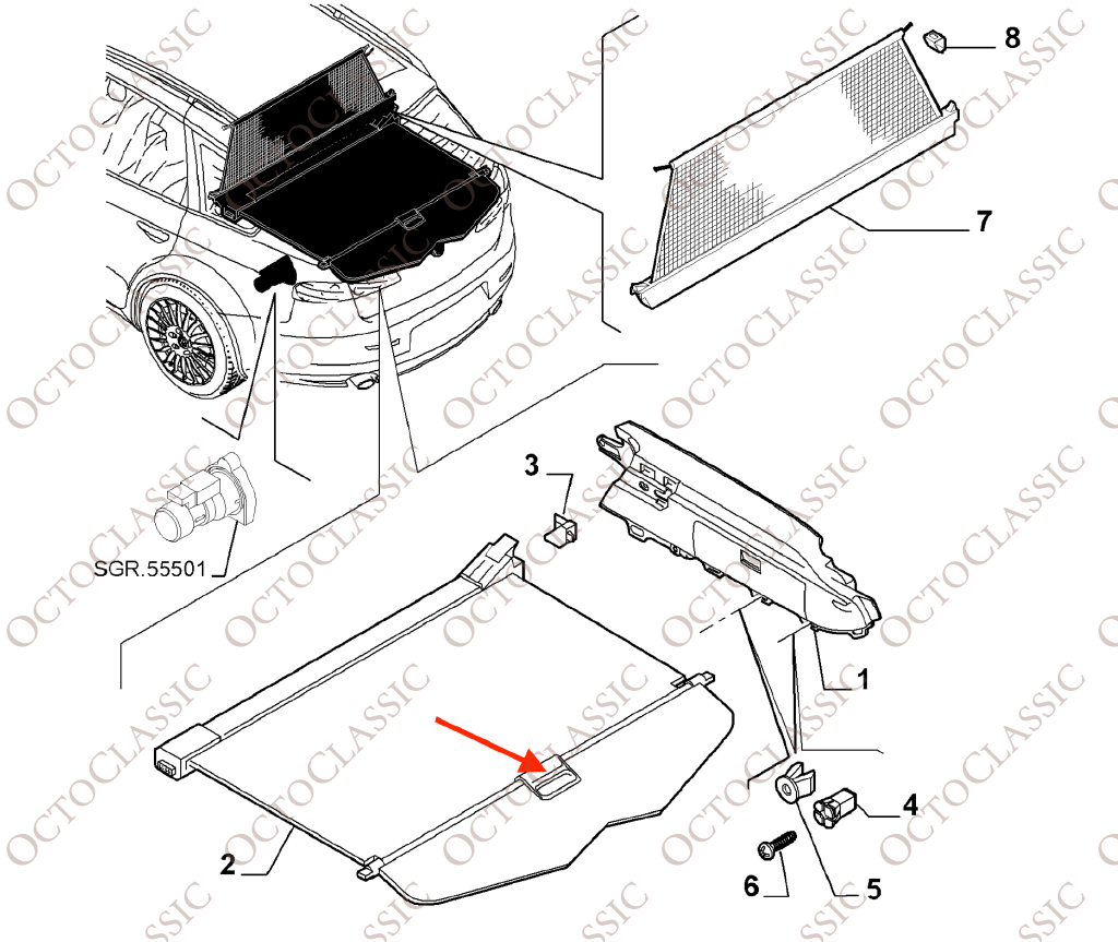 Alfa Romeo 159 SW Luggage Cover Handle Repair Kit Black 9918005427 + 9918005430 Alfa Romeo 159 SW Luggage Cover Handle Repair Kit Black 9918005427 + 9918005430