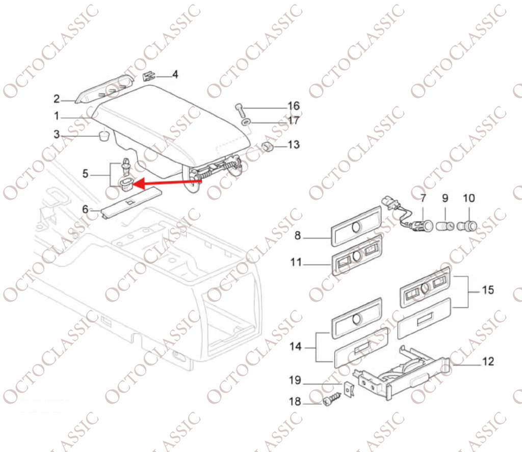 BMW E38 Center Console Box Latch Lock Black 51168163009 BMW E38 Center Console Box Latch Lock Black 51168163009