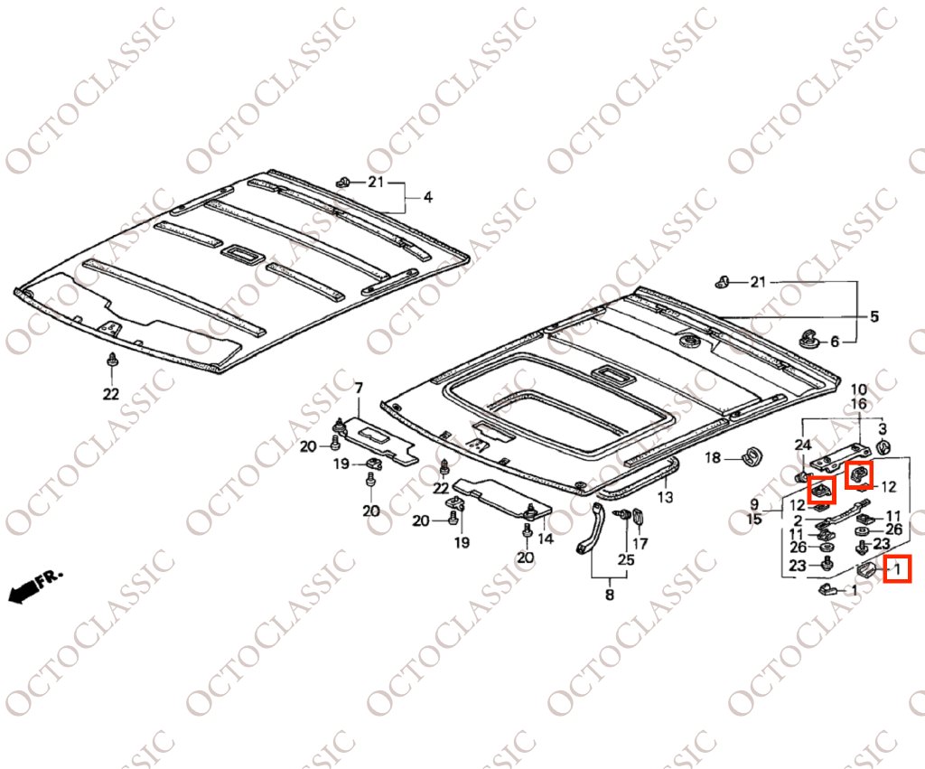 Honda Integra / Civic EG6 Dachgriffhalterung + Kappen-Set, alle Farben 71832-SA5-932ZT Honda Integra / Civic EG6 Dachgriffhalterung + Kappen-Set, alle Farben 71832-SA5-932ZT