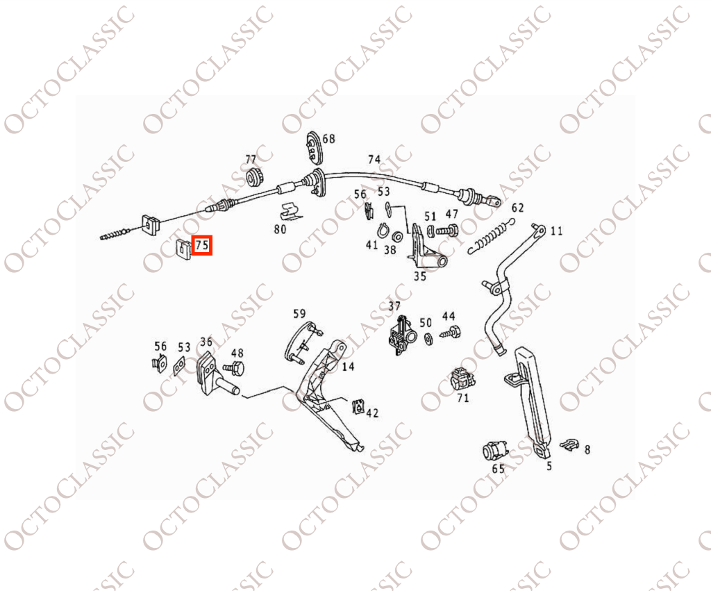 Mercedes W124 / W129 / W140 / W201 / W202 / Sprinter: clip guía del cable del acelerador A2023010093 Mercedes W124 / W129 / W140 / W201 / W202 / Sprinter: clip guía del cable del acelerador A2023010093
