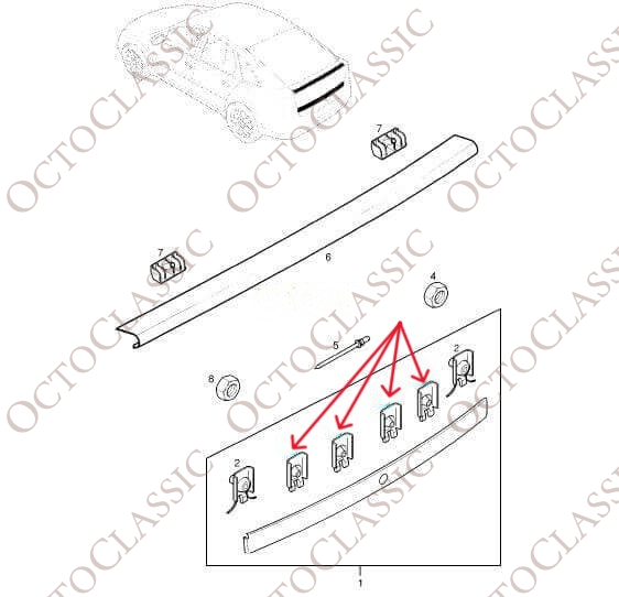 Opel Vectra C Trim Clip Tailgate Lower Panel Set Of 4 Black 9177069 Opel Vectra C Trim Clip Tailgate Lower Panel Set Of 4 Black 9177069