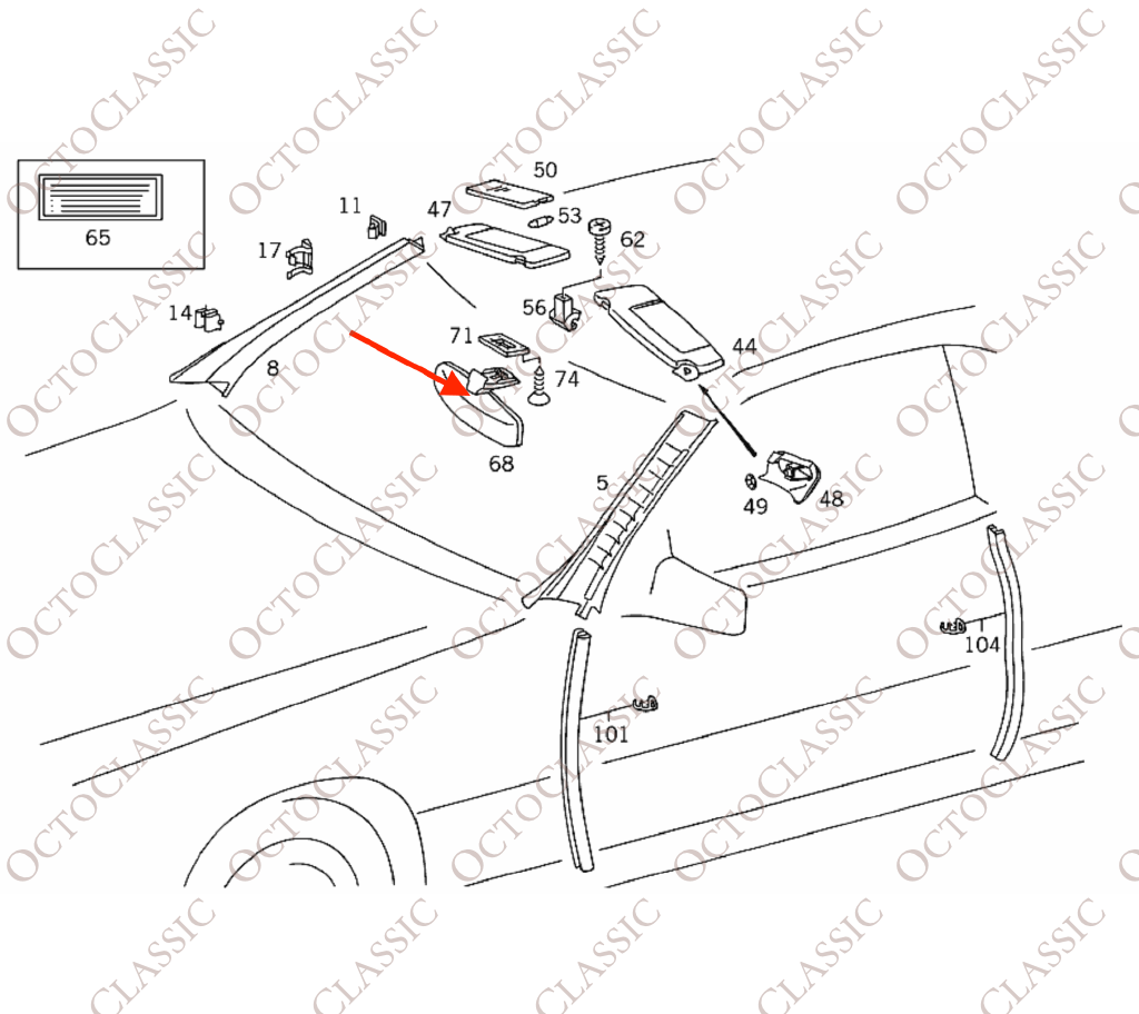 Mercedes SL R129 / W140 Clip di fissaggio a sfera per specchietto retrovisore, nera 140533 Mercedes SL R129 / W140 Clip di fissaggio a sfera per specchietto retrovisore, nera 140533