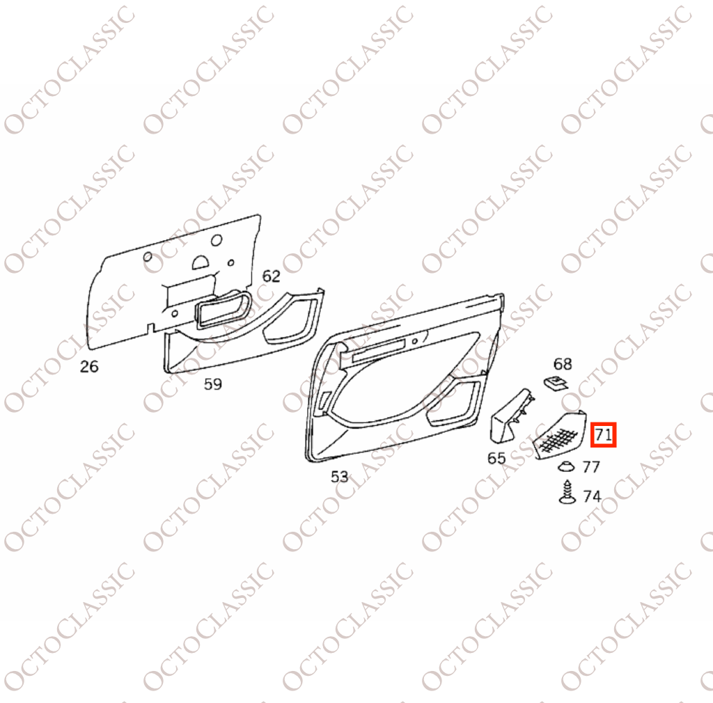 Copertura altoparlante pannello porta anteriore Mercedes W126, sinistra o destra, tutti i colori A1268204712 / A1268204812 Copertura altoparlante pannello porta anteriore Mercedes W126, sinistra o destra, tutti i colori A1268204712 / A1268204812