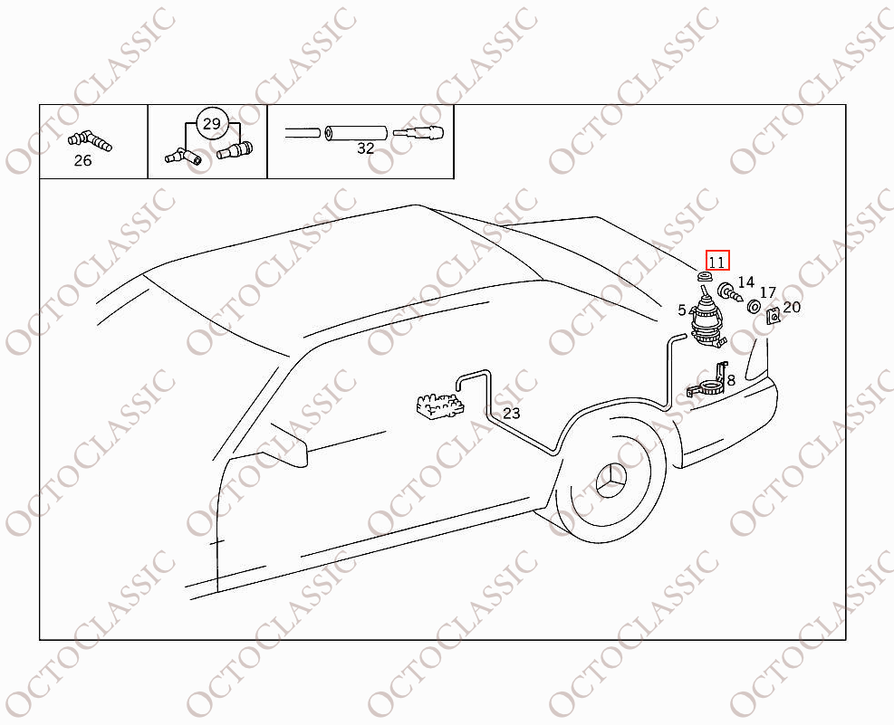 Mercedes W140 / C140 Rear Parking Sensor Antenna A1408200091 Mercedes W140 / C140 Rear Parking Sensor Antenna A1408200091