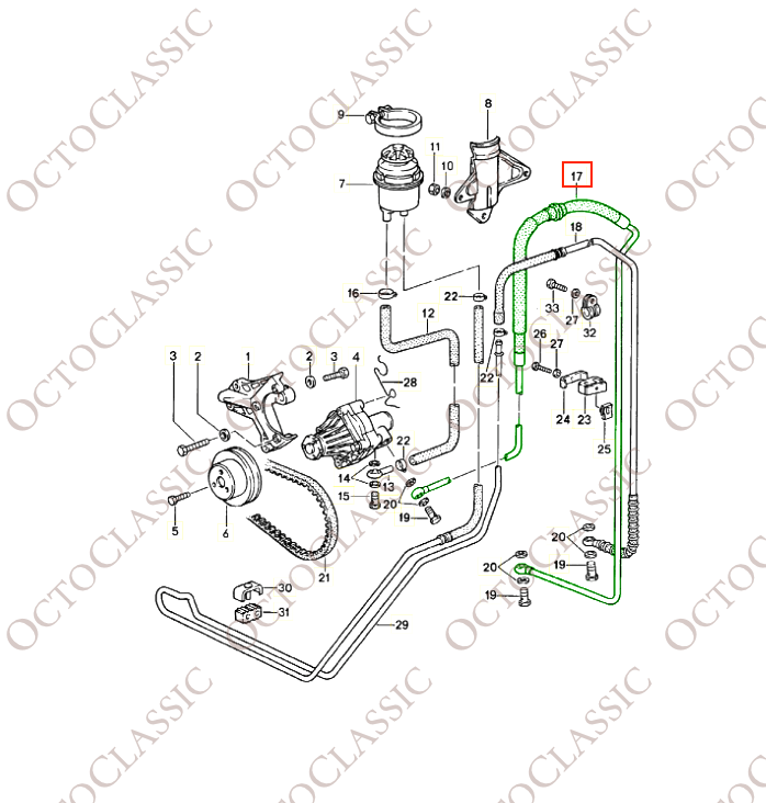 Flexible de direction assistée Porsche 928 92834744708 / 92834744705 Flexible de direction assistée Porsche 928 92834744708 / 92834744705