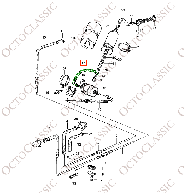 Porsche 944 : conduite de carburant / de la pompe au filtre 95135604107 Porsche 944 : conduite de carburant / de la pompe au filtre 95135604107