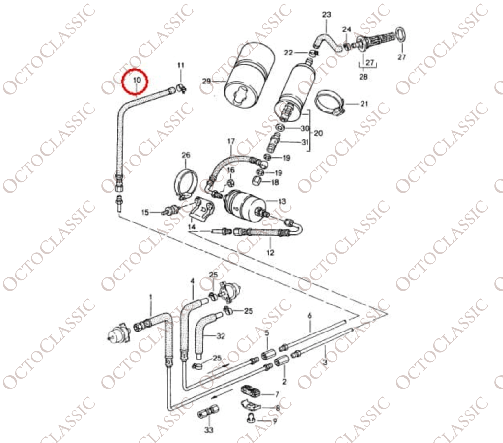 Porsche 944 / 968 : conduite de carburant 95135606102 / 95135606103 Porsche 944 / 968 : conduite de carburant 95135606102 / 95135606103