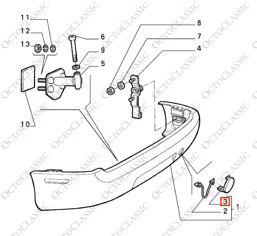 Alfa Romeo GTV / Spider 916 : capuchon de protection pour crochet de remorquage du pare-chocs arrière, apprêté 112997799 Alfa Romeo GTV / Spider 916 : capuchon de protection pour crochet de remorquage du pare-chocs arrière, apprêté 112997799