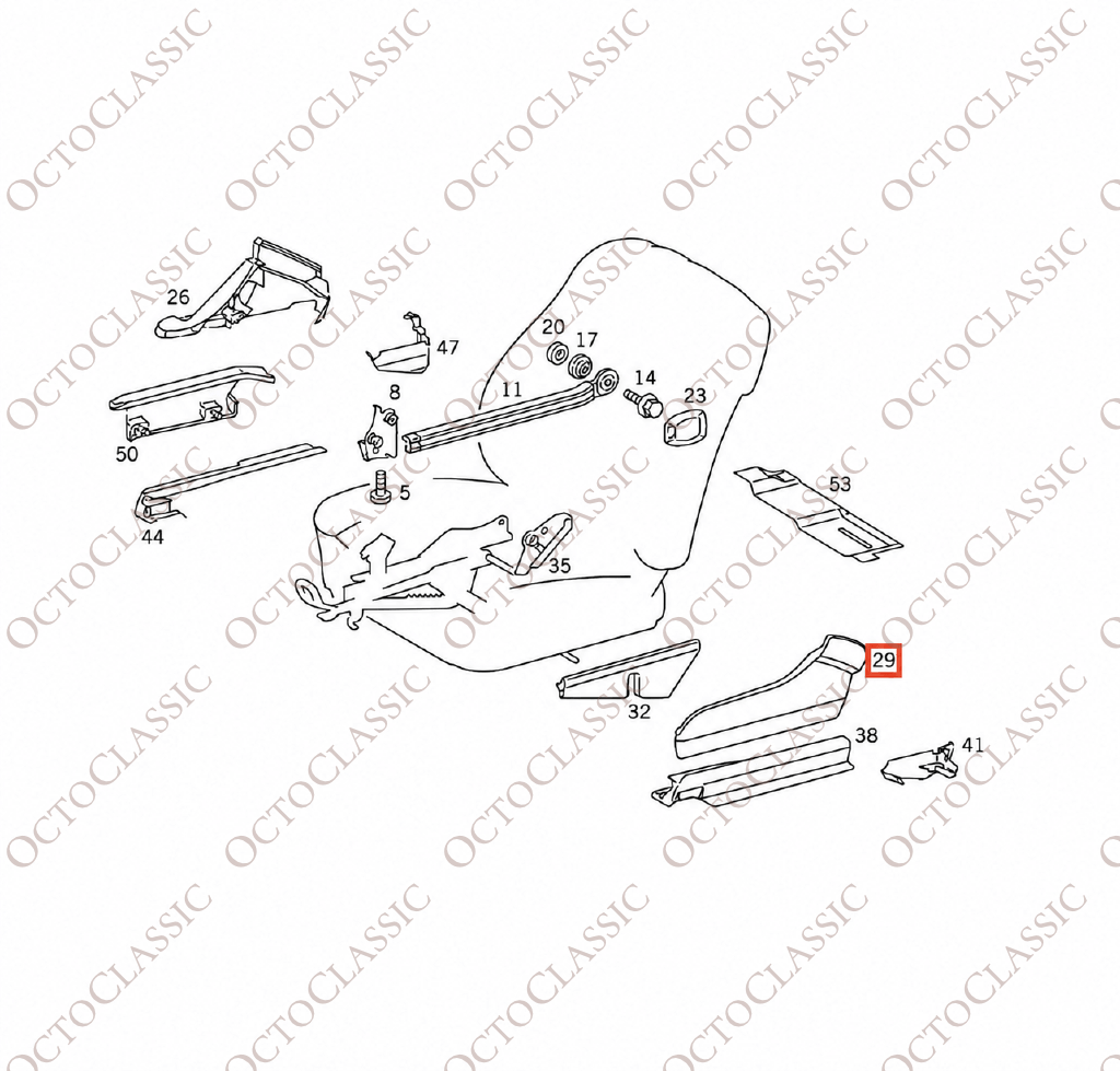 Mercedes W124 / C124 Coupé – Seitliche Verkleidung für Vordersitz, links oder rechts, alle Farben, A1249182530 / A1249182630 Mercedes W124 / C124 Coupé – Seitliche Verkleidung für Vordersitz, links oder rechts, alle Farben, A1249182530 / A1249182630