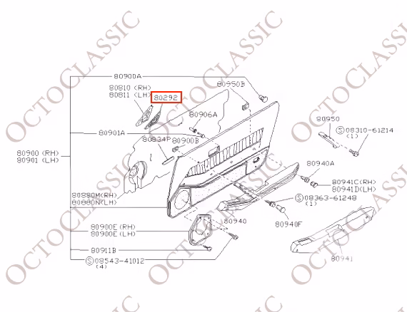 Nissan 300ZX Z31 Osłona wnętrza lusterka bocznego lewa lub prawa czarna 80963-01P00 / 80962-01P00