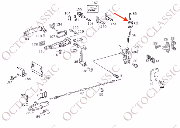 R129 Pierścień wykończeniowy wokół gałki zamykanych drzwi Mercedes Benz A1407600341